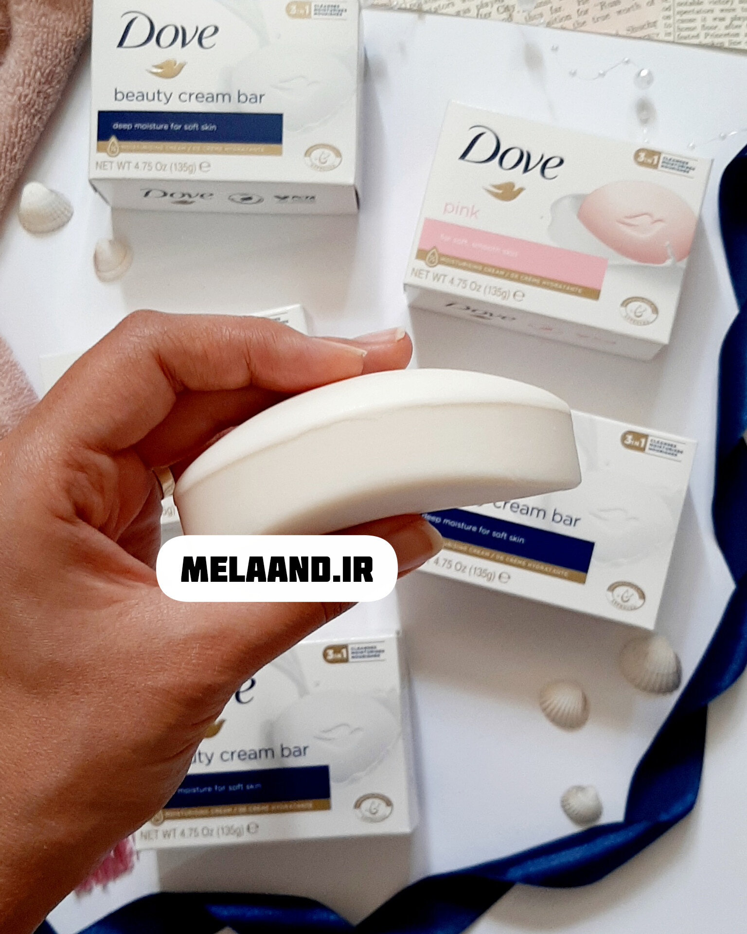 صابون کرم دار برند داو اصل رایحه شی باتر و وانیل رنگ قهوه ای ۱۳۵ گرمی اندونزیایی Dove Soap