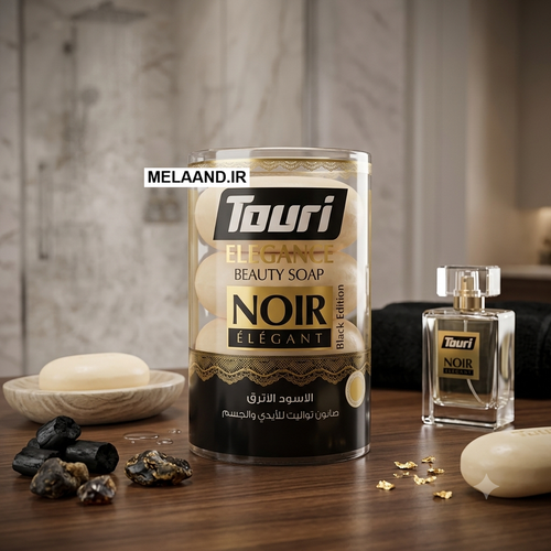 صابون توری رایحه کاکائو مدل Elegance Noir بسته 4 عددی 400 گرمی ساخت اردن