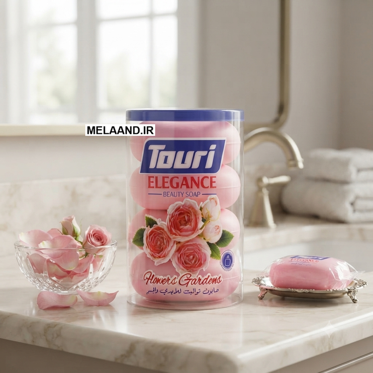 صابون توری رایحه گل رز مدل Elegance بسته 4 عددی وزن 550 گرم