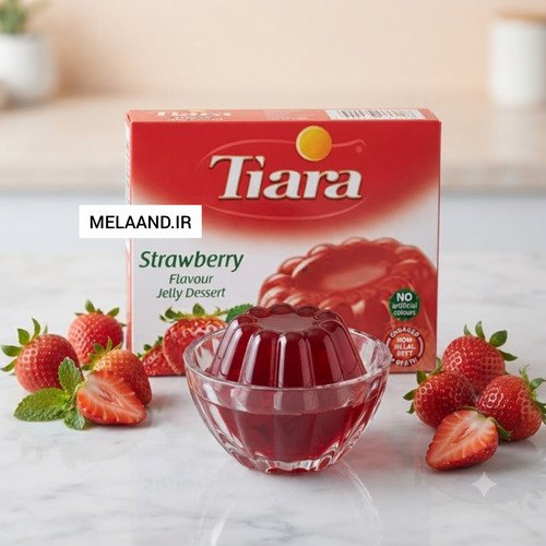 پودر ژله تیارا توت فرنگی (ژله توت فرنگی تیاری) ۸۰ گرمی Tiara Jelly Dessert Strawberry Flavour