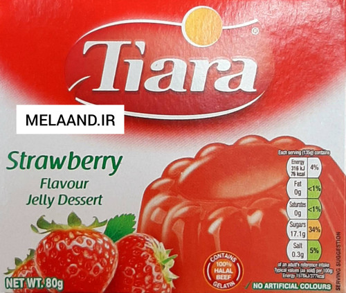 پودر ژله تیارا توت فرنگی (ژله توت فرنگی تیاری) ۸۰ گرمی Tiara Jelly Dessert Strawberry Flavour