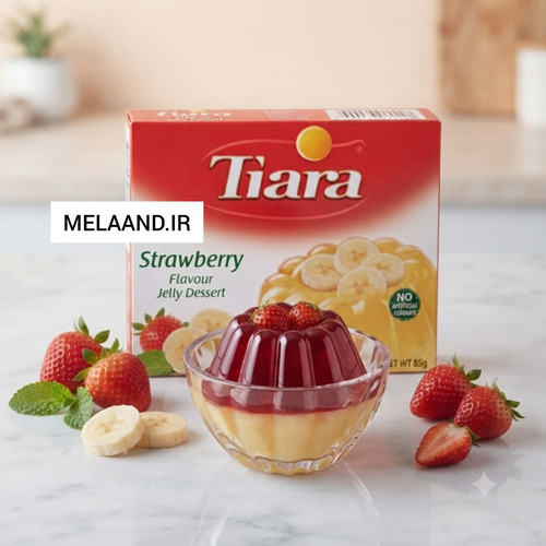 پودر ژله تیارا موز و توت فرنگی (ژله موز و توت فرنگی تیاری) ۸۰ گرمی Tiara Jelly Dessert Banana & Strawberry Flavour